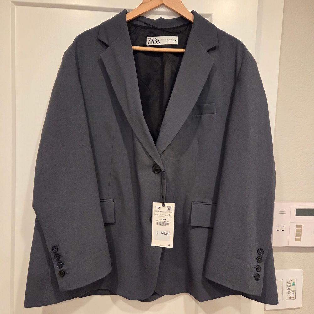 Zara Man Suit Coat Gray Single Breasted Mens Blazer M-L Businesscore Classiccore
